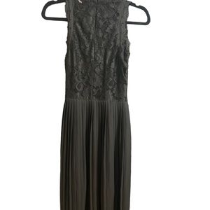 Black lace and chiffon midi black dress!